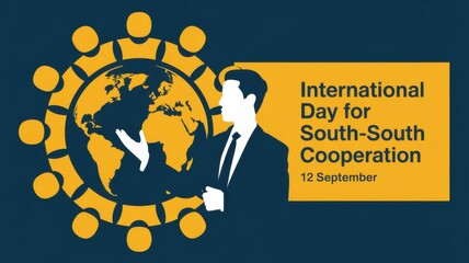 International day for south south cooperation graphic with globe and people