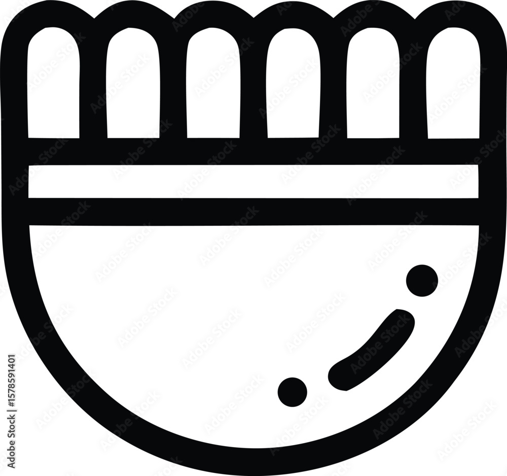 Poster stylized black outline icon representing a bowl of food with multiple rounded segments at the top an