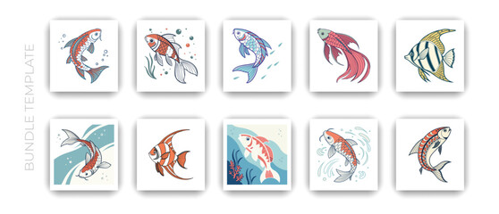 Fish icon set