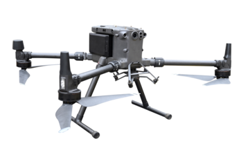 Military reconnaissance drone with cameras transparent