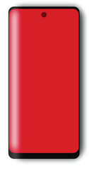 A simple vector illustration of a modern smartphone with a shadow and a red screen color. Ideal for UI mockups, app presentations, or mobile technology designs.