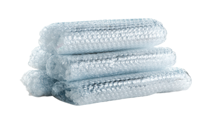 Stack of bubble wrap for recycling background isolated on a Transparent background, PNG file.