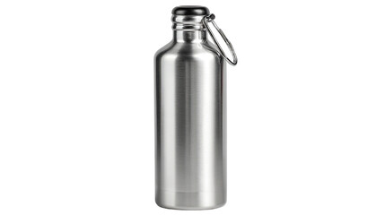 Stainless steel water bottle with clip background isolated on a Transparent background, PNG file.