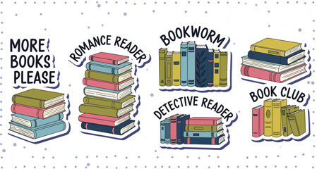 Book lover stickers bookworm reading stickers romance reader detective reader book club stickers for readers