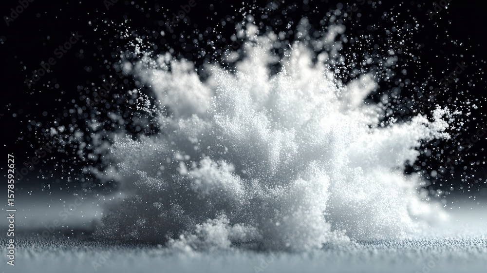 Poster 3d render of white particle on white backgrond.