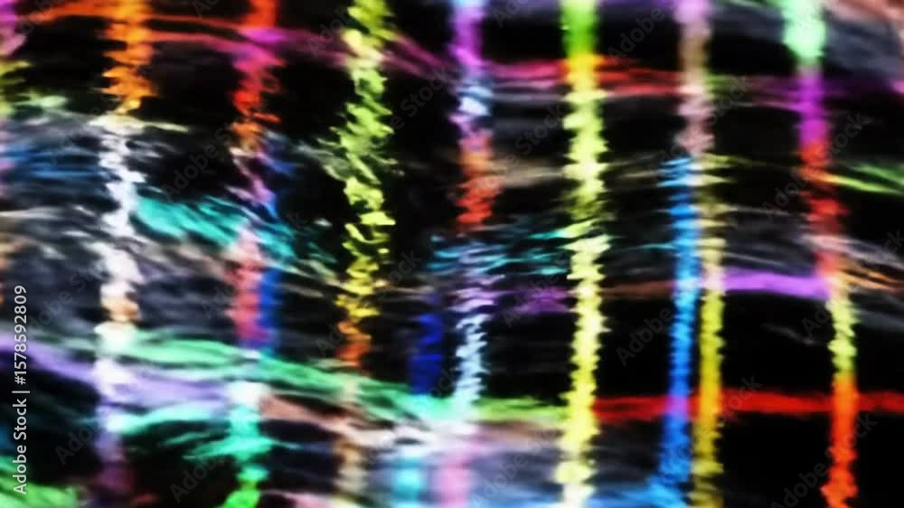 Poster abstract colorful grid lines moving with a liquid effect over a black background