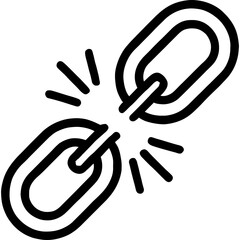 Unlink broken chain outline icon vector