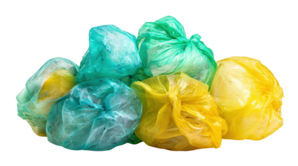 Tied bundle of plastic bags for recycling background isolated on a Transparent background, PNG file.