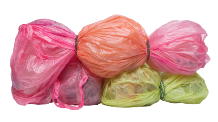 Tied bundle of plastic bags for recycling background isolated on a Transparent background, PNG file.