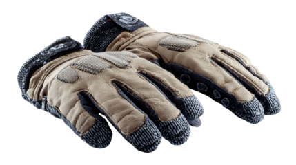 Trekking gloves for cold weather background isolated on a Transparent background, PNG file.