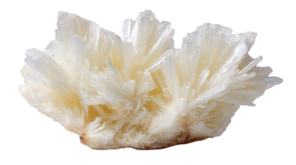 Ulexite fiber optic mineral lump background isolated on a Transparent background, PNG file.