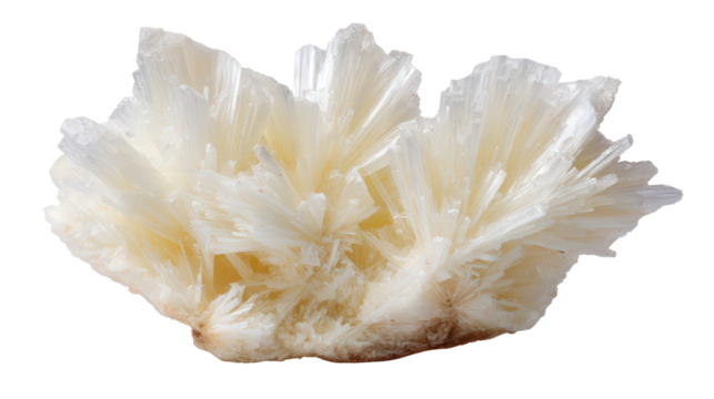 Ulexite fiber optic mineral lump background isolated on a Transparent background, PNG file.