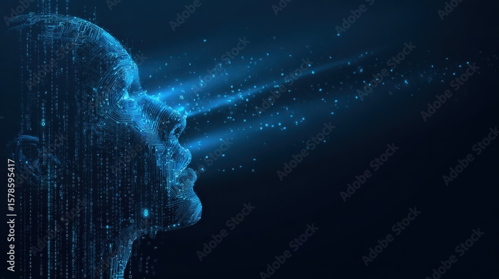 Poster artificial intelligence illustration. artificial intelligence and machine learning concept. digital 