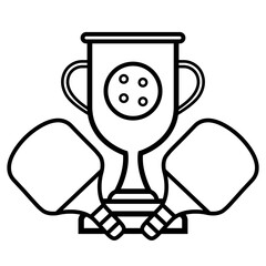 Pickleball Trophy Icon – Tournament Winner Line Art Vector