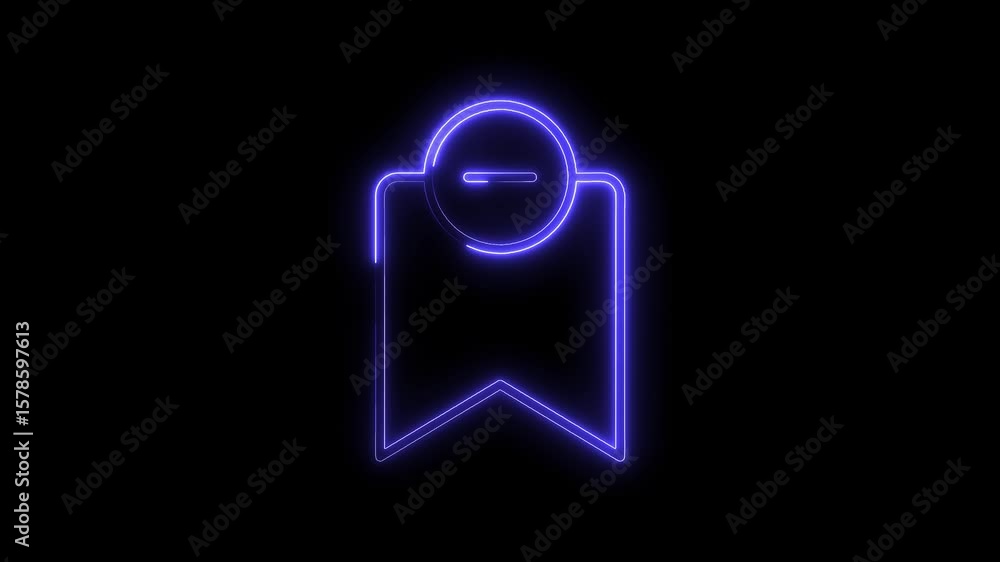 Poster delete tag neon style animation on black background graphic design for motion graphics