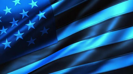 United states flag waving in blue tones for police officers - Powered by Adobe