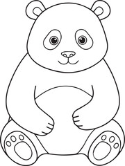 Cute Panda Bear Outline Illustration for Coloring Books