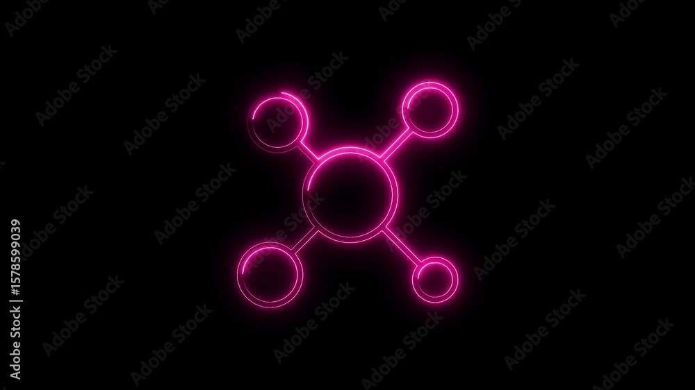 Poster abstract glowing neon molecule animation on black background futuristic science graphic element
