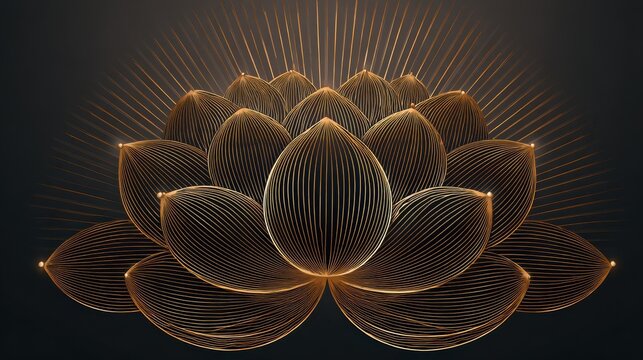 Luxury gold lotus background vector. Zen wallpaper collection with golden lotus line art. Design for yoga banner, Luxury cover design and invitation, invite, banner, Natural product packaging design.