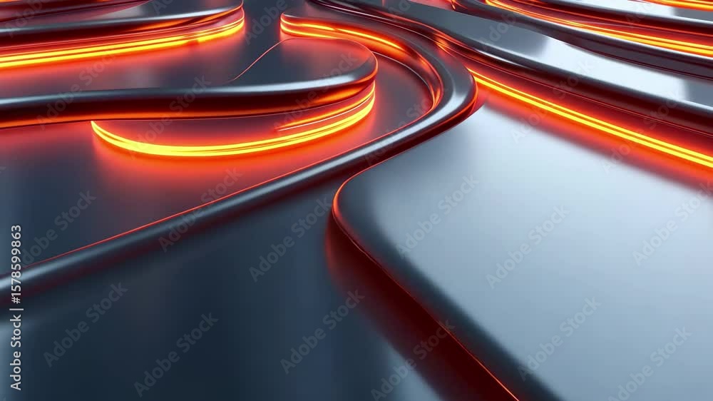 Poster glowing light streams on futuristic metallic surface during advanced technological display, glowing 