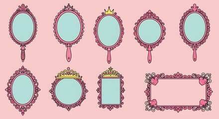 Hand-Drawn Vanity Mirrors: Pastel Dreams