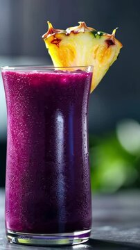 Chicha Morada Purple Corn Drink with Pineapple Garnish