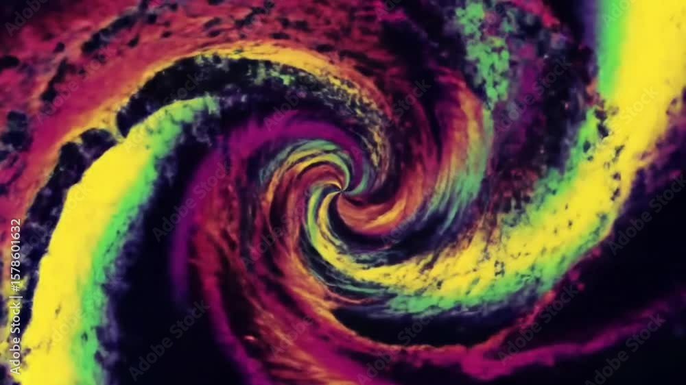 Poster abstract colorful spiral tunnel vortex animation with vibrant psychedelic colors and motion