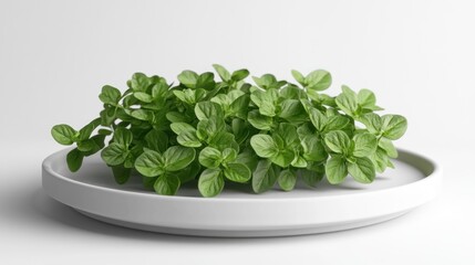 Fresh oregano on a white plate