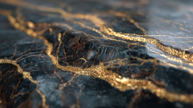 Shiny black and gold stone finish