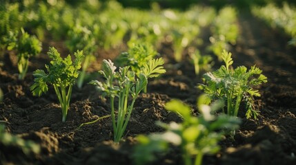 Young plants in a garden bed