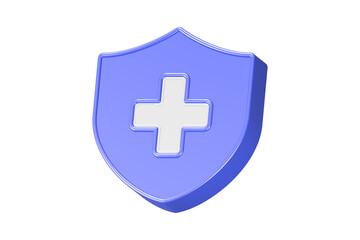 medical cross with shield 3d rendering realistic