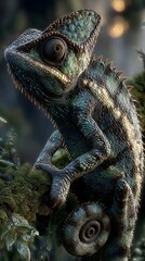 Obraz premium a chameleon on a branch tree