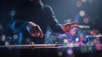 Musician Playing a Theremin with Hands in Air