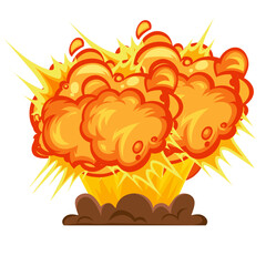 Cartoon Explosion with Smoke Clouds