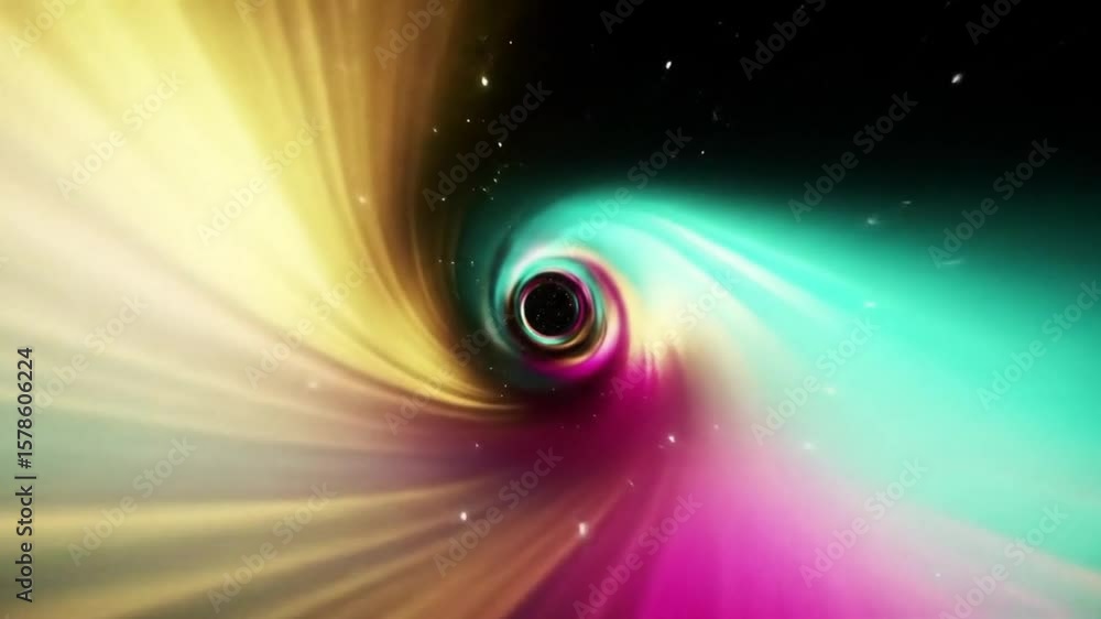 Poster abstract colorful wormhole animation with swirling energy and space background