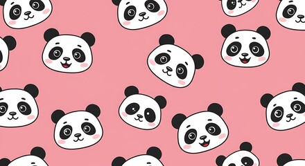 Naklejka premium Adorable Panda Pattern Delightful Hand Drawn Design