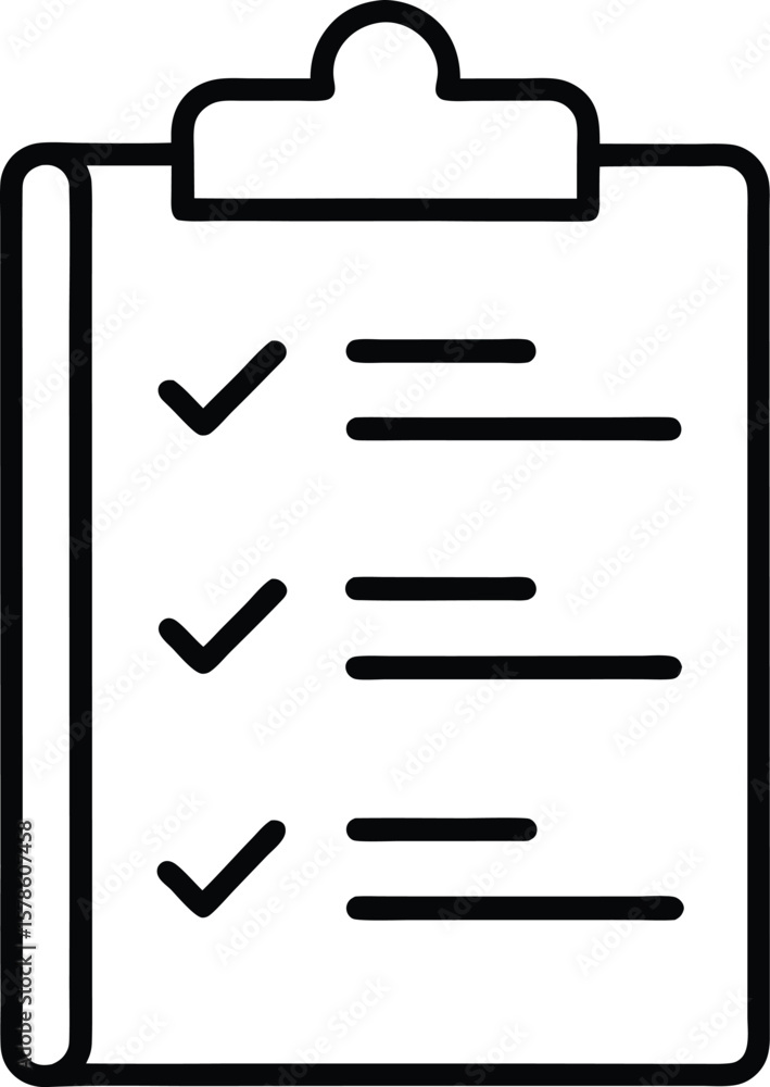 Poster icon of a clipboard with checkmarks and a list isolated on transparent background