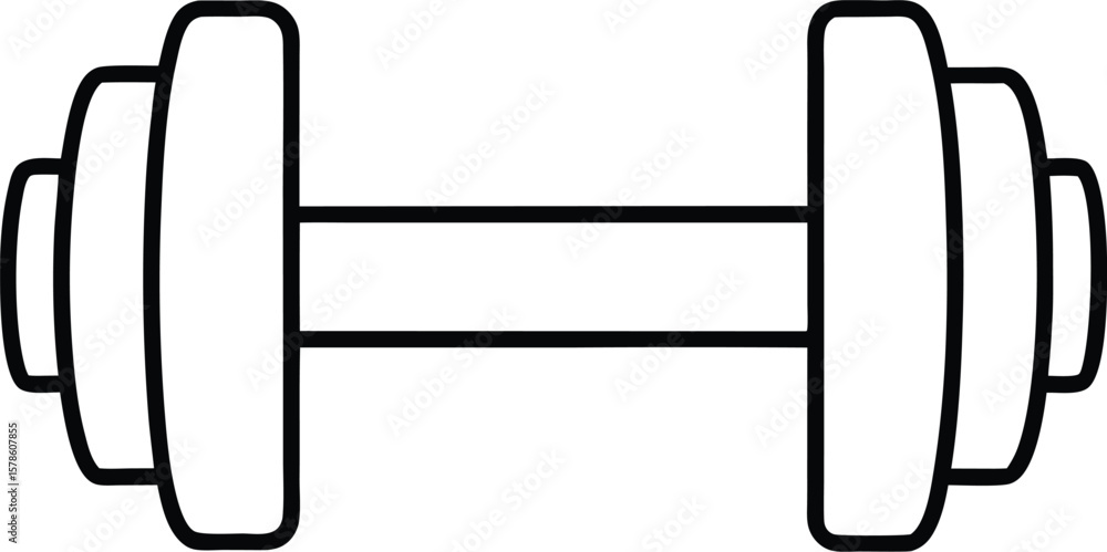 Poster minimalist line art of a dumbbell with equal weight isolated on transparent background