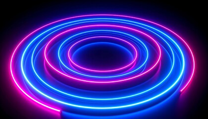 Neon circles, vibrant, concentric,  glow