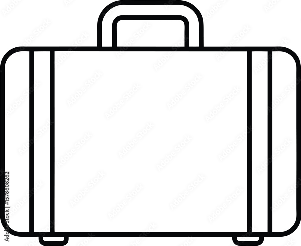 Poster minimalist line icon of a travel suitcase with handle isolated on transparent background