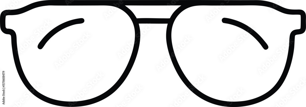 Poster stylish sunglasses front view simple line icon isolated on transparent background