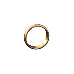 Minimalist polished gold ring with smooth shiny surface on black background transparent isolated