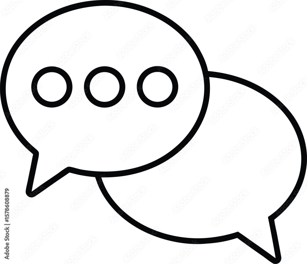 Poster minimalist icon of two overlapping speech bubbles isolated on transparent background