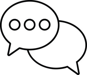 Minimalist icon of two overlapping speech bubbles isolated on transparent background
