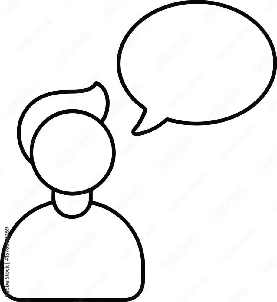Aufkleber simple icon of a person talking with a speech bubble isolated on transparent background