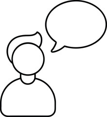 Simple icon of a person talking with a speech bubble isolated on transparent background