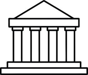 Outline illustration of a government building or courthouse isolated on transparent background