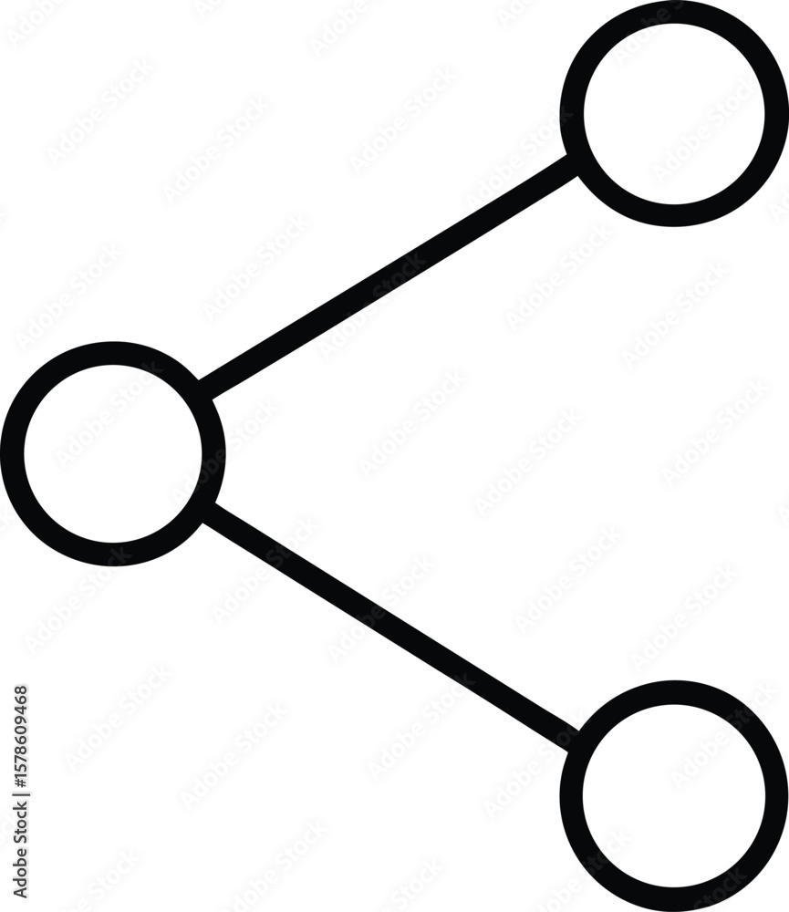 Poster outline icon of network or share symbol with three elements isolated on transparent background