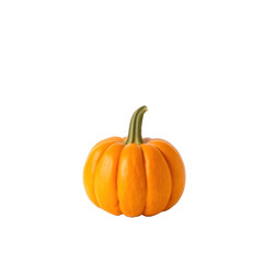 Vibrant Orange Pumpkin with Green Stem Isolated on Transparent Background