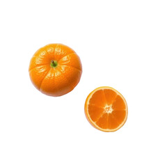 Whole and Halved Orange Displaying Fresh Juicy Segments on Transparent Background